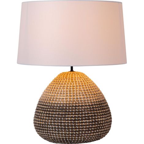 Lampe de table en herbe marine Maduka Ø 45cm - noir/brun avec teinte blanche - 10550/81/73 (1/2)