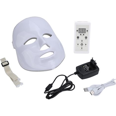 Appareil de rajeunissement cutané par lumière LED multicolore, appareil de photorajeunissement, masque blanchissant à la lumière sept couleurs, élimination des taches, masque anti-acné (blanc) (1/5)