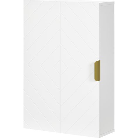 kleanking Mobile Bagno a Muro a un'Anta e Ripiani Regolabili 40x15x60cm Bianco (1/5)
