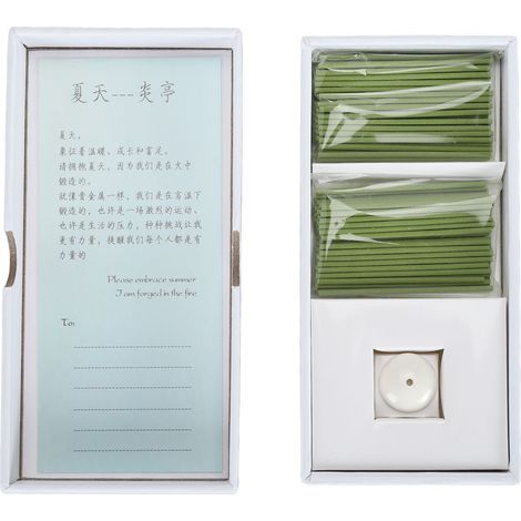 Räucherstäbchen-Set, japanisch, stilvoll, handgefertigt, entspannend, mit Halter, für Zuhause, Yoga, Hotel, grüne Räucherstäbchen (1/5)