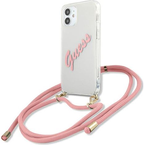 Funda rígida rosa Guess GUHCP12SCRTVSPI para iPhone 12 mini de 5,4 pulgadas, diseño vintage. (1/5)