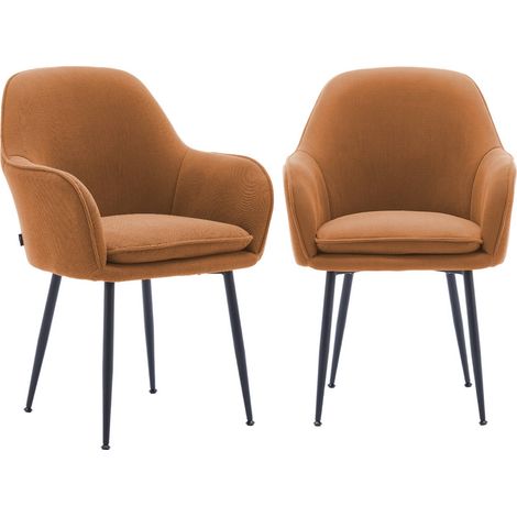 sweeek - 2er-Set Cord-Sessel mit mattschwarzen Metallbeinen