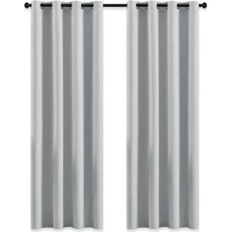 Rideaux occultants – Rideaux de jardin extérieurs avec œillets pour pergola, isolants thermiques et occultants pour tonnelle, L 132 x H 213 cm, gris-blanc, lot de 2