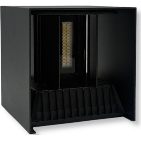 Trade Shop - Lampada Applique Led Muro 22w Doppia Emissione Cct 3in1 Luce Selezionabile Esterno E66-3c -      Negro