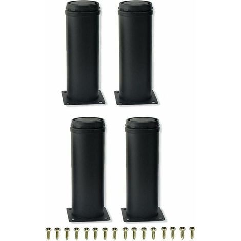 ZVD-4 patas de metal ajustables de acero inoxidable negro de 15 cm para muebles, patas de mesa, patas de sofá, patas de repuesto para muebles, negro, 15 cm (1/4)