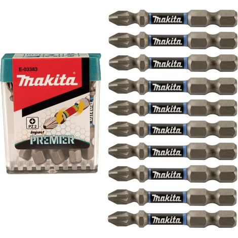 Makita E-03383 50mm POZI PZ2 Impact Premier Torsion Pozi Screwdriver Bits x 10 (1/5)
