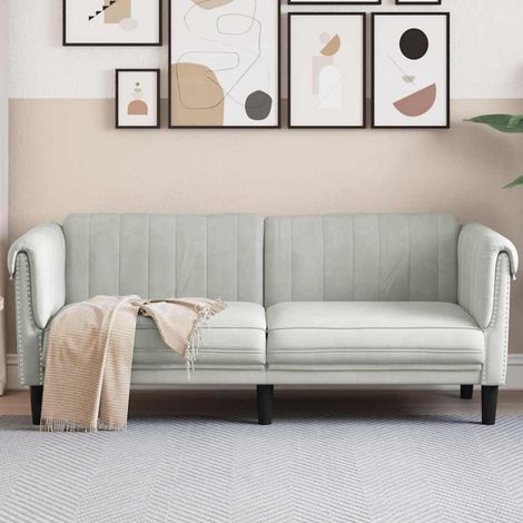 2-Sitzer Sofa Hellgrau Samt mit Polsterung und stabilen Beinen (1/5)