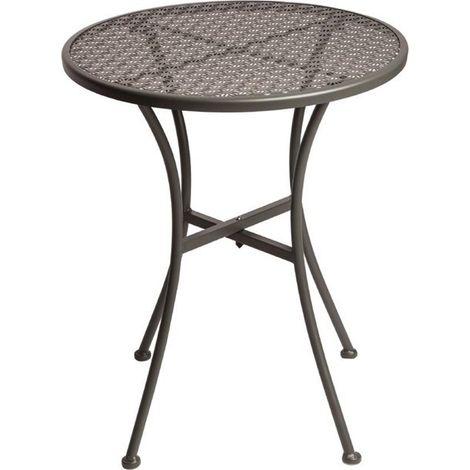 Table Bistro Ronde Grise en Acier Ajouré 600 mm - Bolero (1/5)
