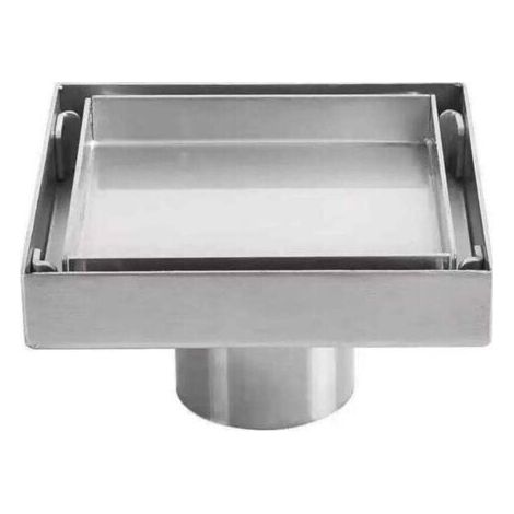 Siphon de sol invisible en acier inoxydable 304 drain de sol déodorant épaissi carré 1010cm (1/5)