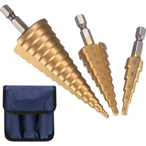 punte per trapano a gradini, punte per trapano a gradini HSS con punzone centrale automatico, punte per trapano a gradini triangolari, punte per trapano coniche rivestite, fresa per fori per metallo,  (1/5)
