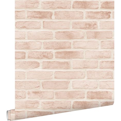 papier peint brique rose pêche clair - ESTAhome (1/5)