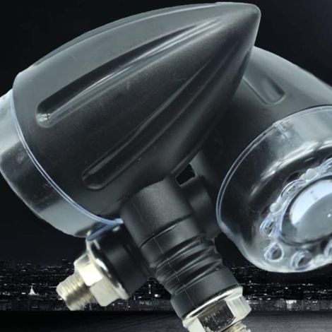 Bullet-shaped LED turn signal for 12V electric motorcycle, compatible with the Leibang 009 turn signal. (1/3)