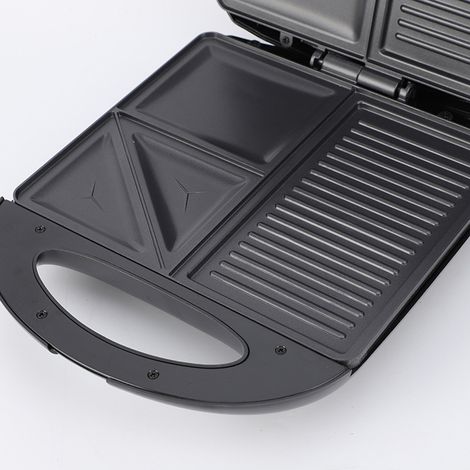 Sandwich Maker 3in1 Multi-fonctionnelle avec Plaque Antiadhésive pour Waffles, Grillades et Pain Panini - Compacte (26.5x32x9cm) Portable Indoor/Outdoor, 1400W, 1600g (1/5)