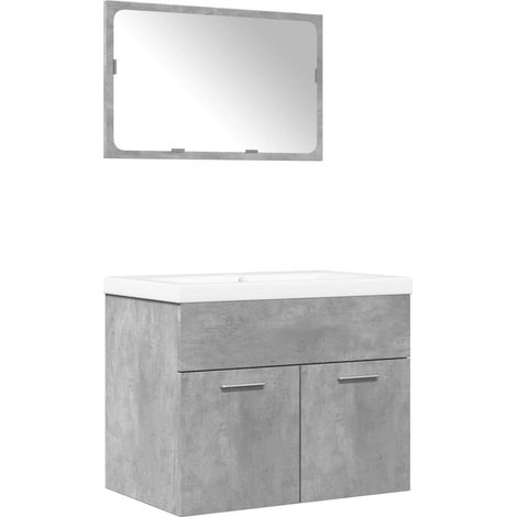Maison Exclusive - 3-tlg. Badmöbel-Set Betongrau Holzwerkstoff