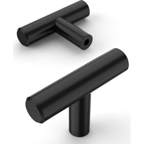 Lot de 12 Plein Bouton de Meuble Noir Acier Inoxydable Bouton Porte Cuisine Boutons de Placard (1/5)