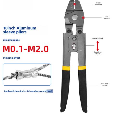 Pince manchon alu en 8 FSH-Y10 – Câble acier et pêche – Coupe, sertit, ancre – Compacte