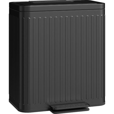 CHICFURN Cubo de basura de cocina con pedal 2 x 20 L 45,5 x 36,5 x 51 cm negro (1/5)