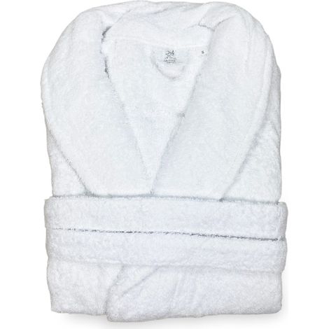 CHÂLE peignoir éponge sans capuche BLANC en pur coton fabriqué en Italie XL