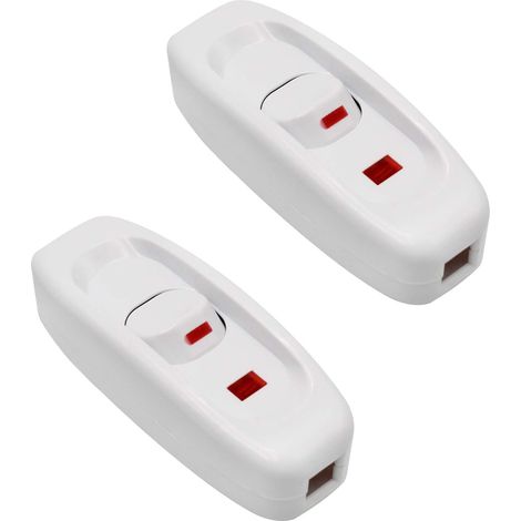 2er-Pack Wippschalter, AC 250 V, 10 A, Inline-Ein/Aus-Schreibtischlampen-Kabelschalter mit weißer LED-Anzeige