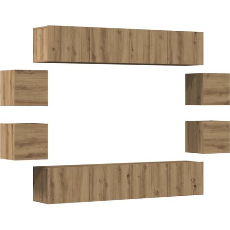 Ensemble de meuble TV mural 8 pcs,Banc Tv Moderne,Meuble De Rangement chêne artisanal CFW73103 (1/5)
