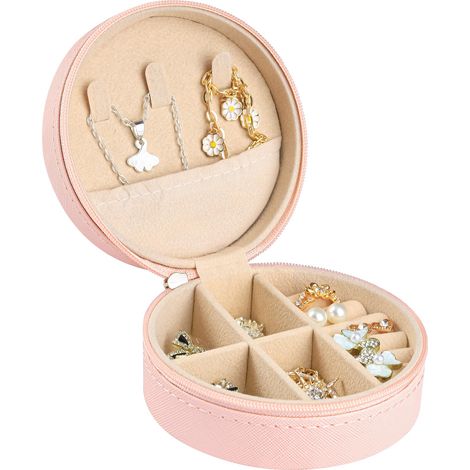 Kleine Schmuckschatulle, Reise-Schmucketui für Damen, tragbarer Schmuckorganizer, Aufbewahrungsetui aus PU-Leder für Frauen, Mädchen und Mütter, Schmuckkästchen für Ohrringe, Halsketten, Ringe und Arm