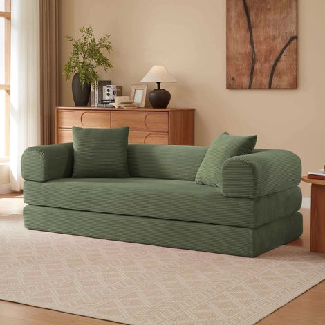 Canapé convertible modulable – Sans cadre – Canapé‑lit de Mousse froide haute qualité – Structure stable – Idéal salon, chambre, studio – 195×89×59 cm – Vert (1/5)