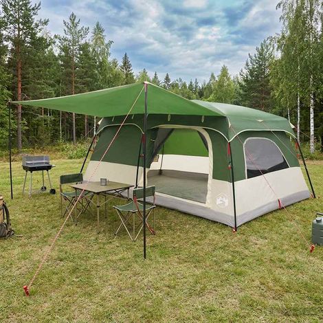 vidaXL Family Tent 14-Person Green Polyester and Steel (1/5)
