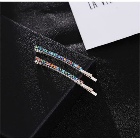 8 Pièces Pince à Cheveux, Strass, Métal, Noir Bleu Rouge, Femme Fête Mariée Quotidien (1/4)