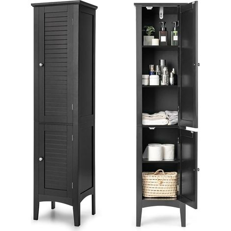 Costway – Meuble colonne de salle de bain sur pied 5 étagères – MDF imperméable – Design moderne 38 x 38 x 160 cm – Rangement pour salle de bain, cuisine, salon