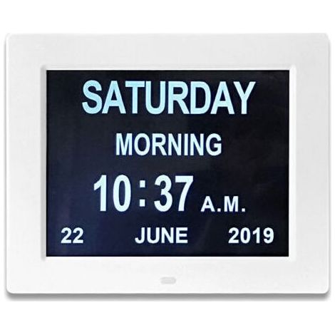 ClockOne Piece 8-Zoll-Digitaluhr mit Kalender, Datum und Uhrzeit, ideal für Eltern von Kindern mit Alzheimer, Medikamentenerinnerung für Großeltern und Kinder. (1/5)