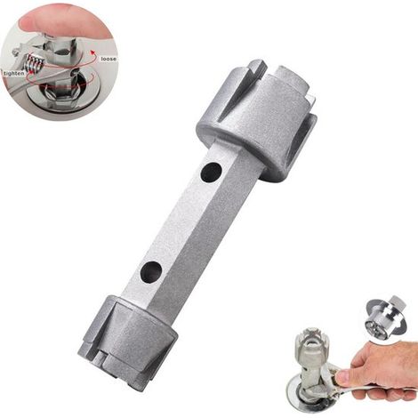 Herramienta para extraer desagües de bañera (1 pieza), Doble cara, Extractor de desagües de bañera de aluminio resistente, 15 cm (1/5)