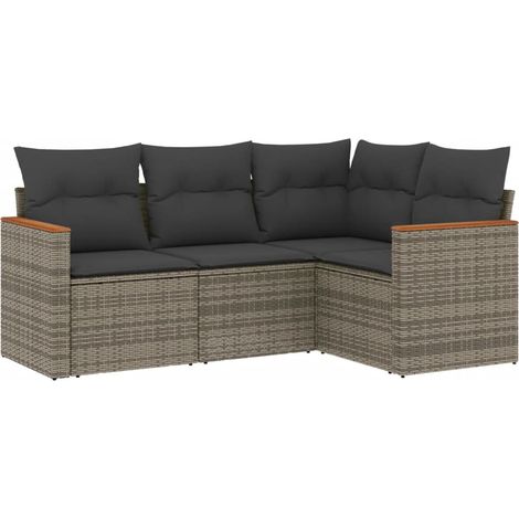 Maison Exclusive - 4-tlg. Garten-Sofagarnitur mit Kissen Grau Pol