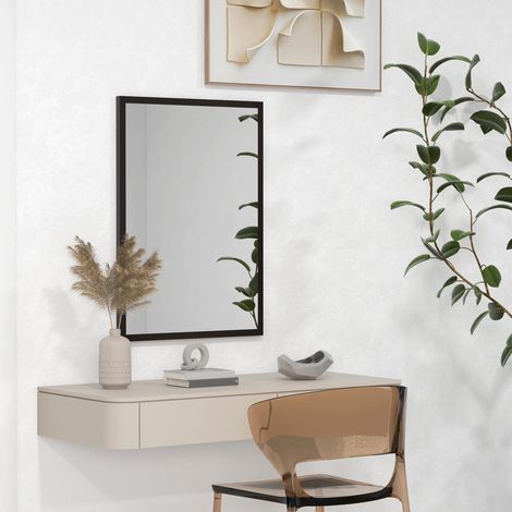 Miroir Rectangulaire Salle Bain Mural Décoratif Couloir Entrée Salon Horizontal Vertical Mobilier Intérieur Noir 50x70cm (1/4)