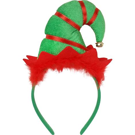 Adorable serre-tête lutin de Noël - Serre-tête vert avec bonnet de Père Noël, accessoire festif pour cheveux de fille, idéal pour Noël et le Nouvel An - 1 pièce (1/5)