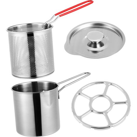 Friteuse Inox avec Panier Poignée Ergonomique Set Mini Poêle Frire Induction Cuisine Pratique Sécurisée (1/5)