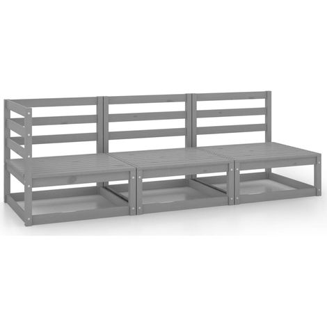 Muebles de jardín 3 piezas gris madera de pino maciza vidaXL (1/5)