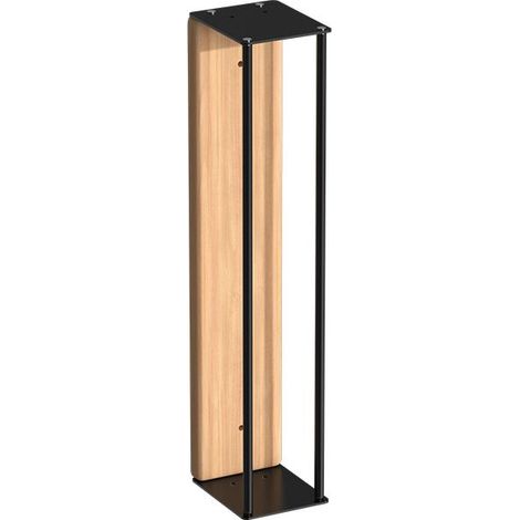 Porte-serviettes mural, structure en fer noir avec étagère en bois, 50 cm de long. (1/4)