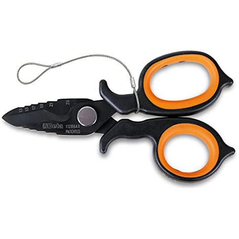 Beta 1128BAX-HS - Forbici per elettricisti a doppio effetto, con profili a fresa in acciaio inossidabile rivestito in dlc H-SAFE (1/4)