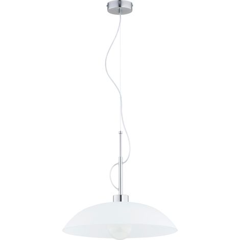 Suspension luminaire à 1 lumière, abat-jour dôme large argenté et blanc, métal, E27 15 W, TUEN Alfa (1/2)