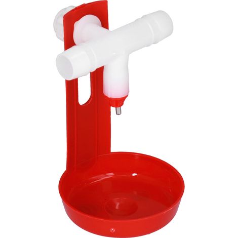 Packung mit 10 automatischen Hühnertränken, Kugelausläufen aus Stahl, Kugelhahn für Geflügel (weiß, mit Feder und Aufhängering). (1/5)