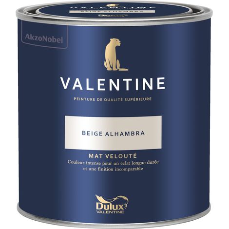 Dulux Valentine Peinture intérieure de haute qualité - Valentine - Couleur intense & pouvoir couvrant élevé - Mat Velouté Beige Alhambra 0,5 L