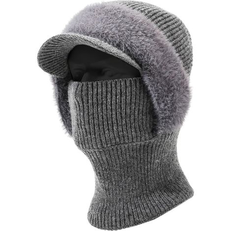 Chapeau de trappeur épais Ushanka chaud pour l'hiver - Accessoire de costume d'extérieur chaud Ushanka - Cache-cou d'hiver à rabat d'oreille en tricot pour temps froid (1/5)
