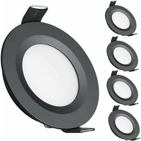 4 x Spot LED Encastrable 12V Trou 58-65mm 3W 3200K Plafonnier Encastré pour Camping-car Bateau Caravane Van Yacht, Blanc chaud (Noir) (1/4)