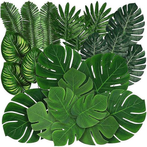 88 Stück Dschungelpalmenblätter, 8 verschiedene künstliche tropische Monstera-Blätter