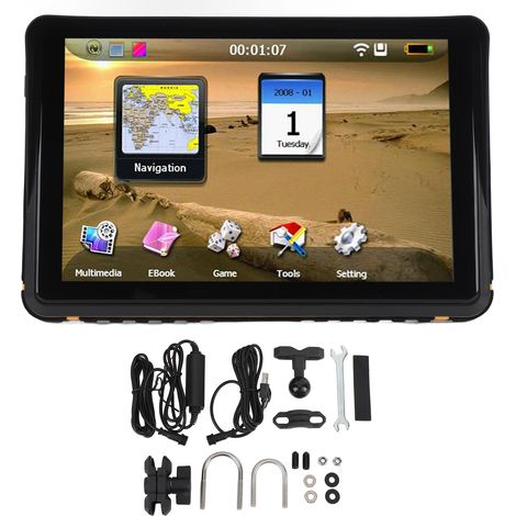 Navigateur GPS pour moto, planification d'itinéraire, écran tactile 7 pouces, 256 mo, 16 go, résistant à l'eau, dispositif de Navigation pour voiture et camion