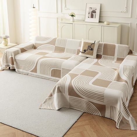 Housse de Canapé d'angle, 2 Pièces, 180 x 300cm+180 x 340 cm, Kaki (1/5)