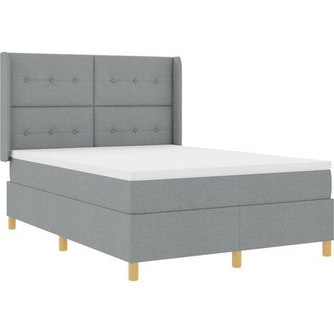 Maison Exclusive - Lit à ressorts avec bandes LED Gris clair 140 x 200 cm tissu (1/5)