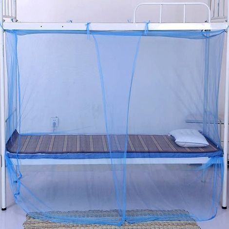 Vente en gros de moustiquaires pour lits superposés de dortoirs étudiants, simples et doubles, à mailles carrées, cryptage spécial, 0,9 m, blanches, bleues, 120 x 200 cm, super densité. (1/5)