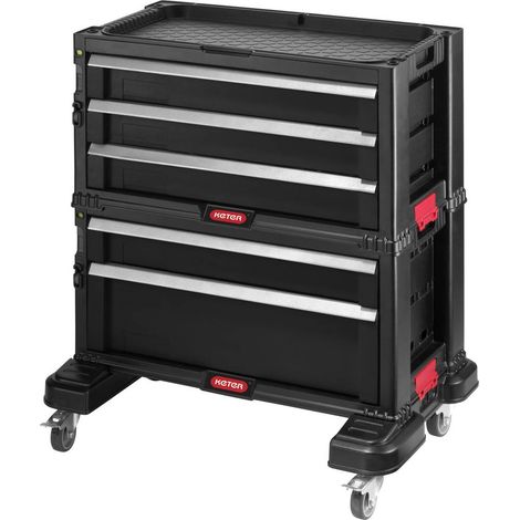 Servante d'atelier roulante 60 cm – 5 tiroirs – Charge maximale 10 kg – Dimensions 60x38 cm – Compatible série Keter