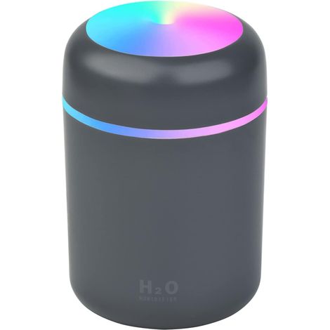 Ahlsen Humidificador de 300 ml, mini humidificador para coche, difusor de aroma, iluminación ambiental colorida, difusor de aroma para el hogar, oficina, dormitorio, modos silenciosos (negro) (1/5)